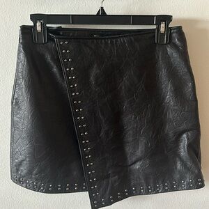 Joie black leather beaded skirt